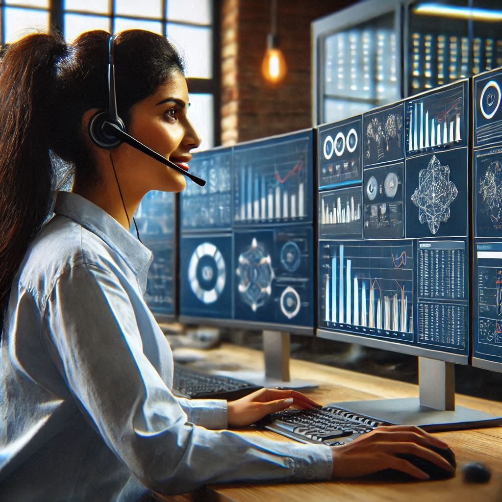 Especialista en informatica revisando una red empresarial